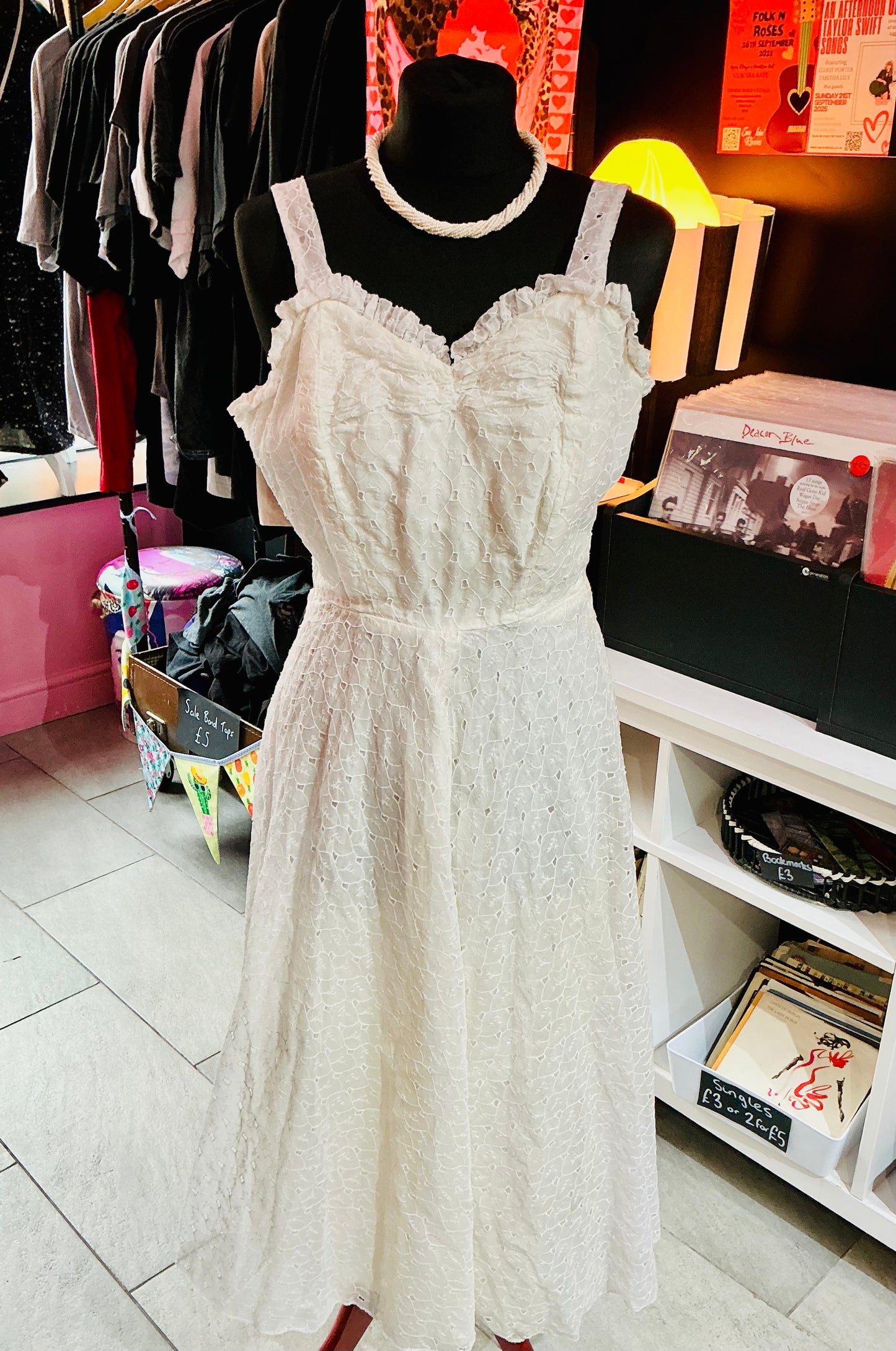 Handmade 1950s Vintage White Lace Wedding Dress