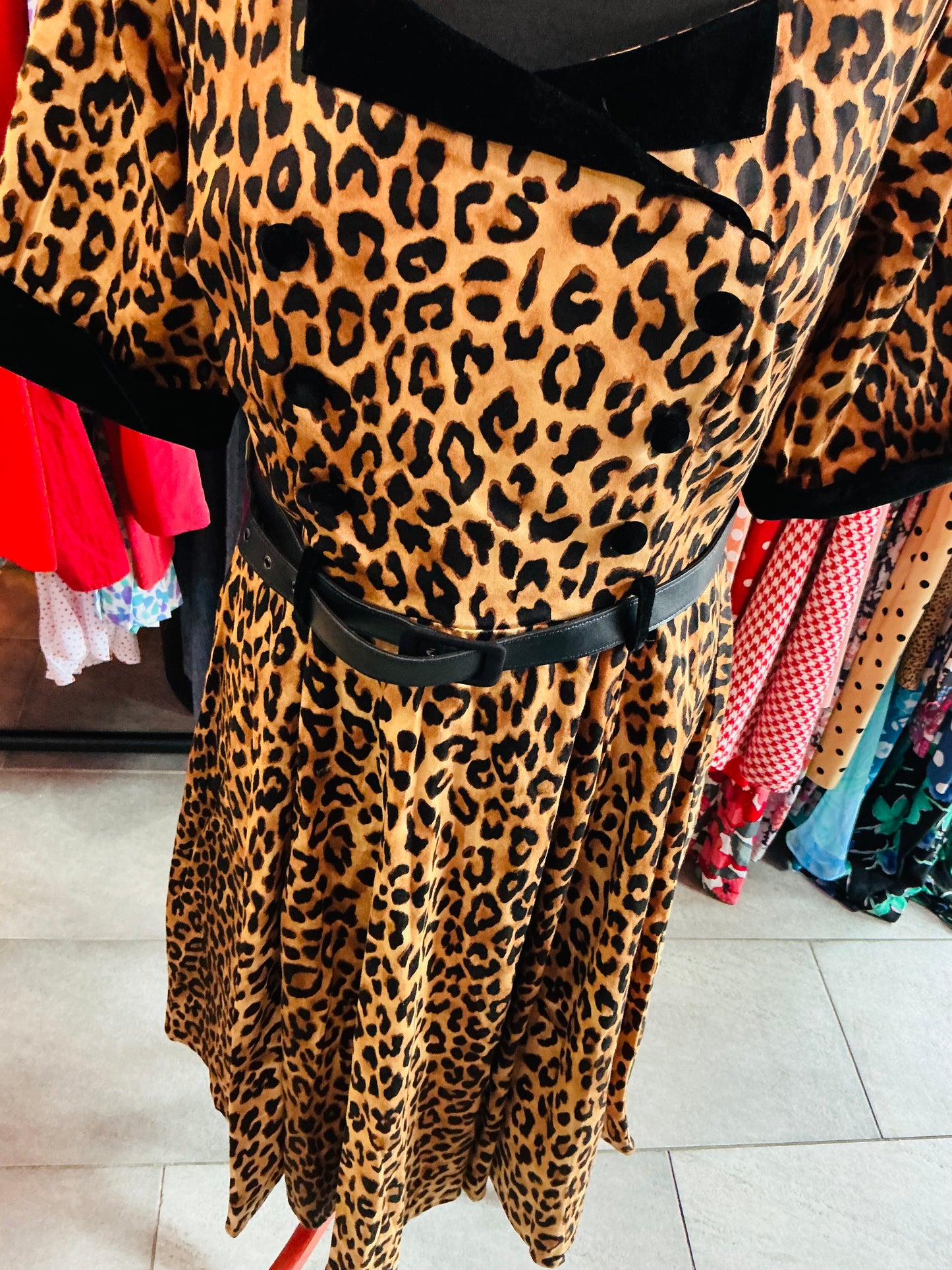 50s Style Leopard Print Collectif London Swing Dress