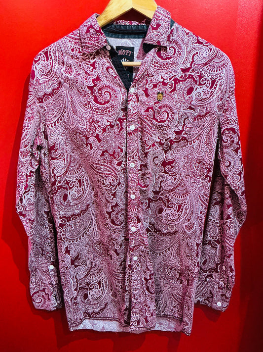 Burgundy Paisley 70s Shirt