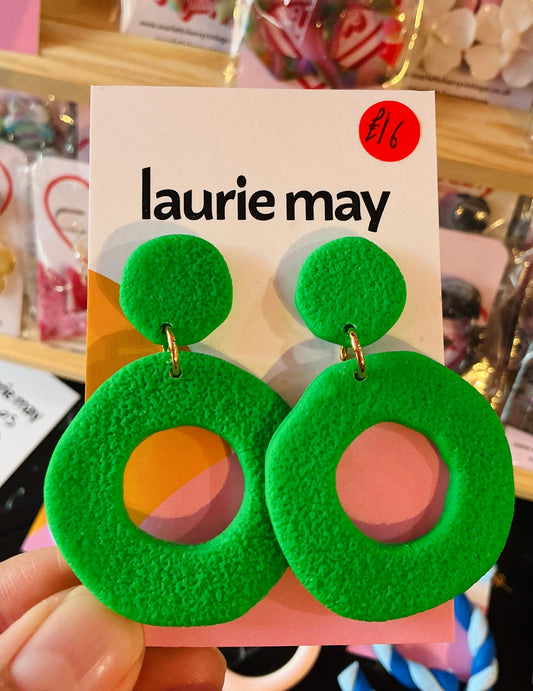 Handmade bright green statement earrings