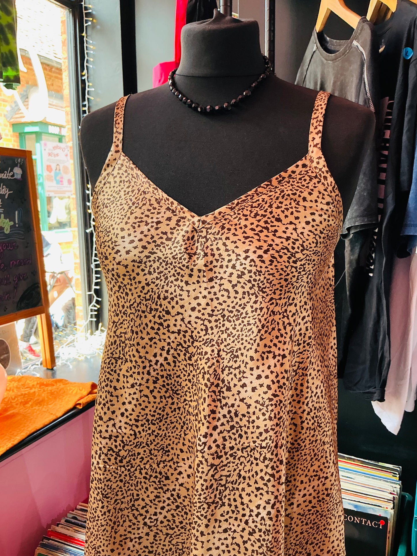 1990s Vintage St Michael Leopard Print Slip Dress