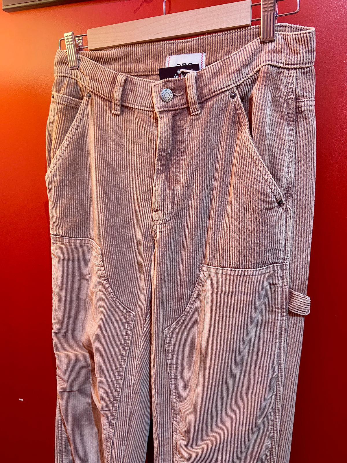 Beige Corduroy Trousers with Cargo Style Pockets