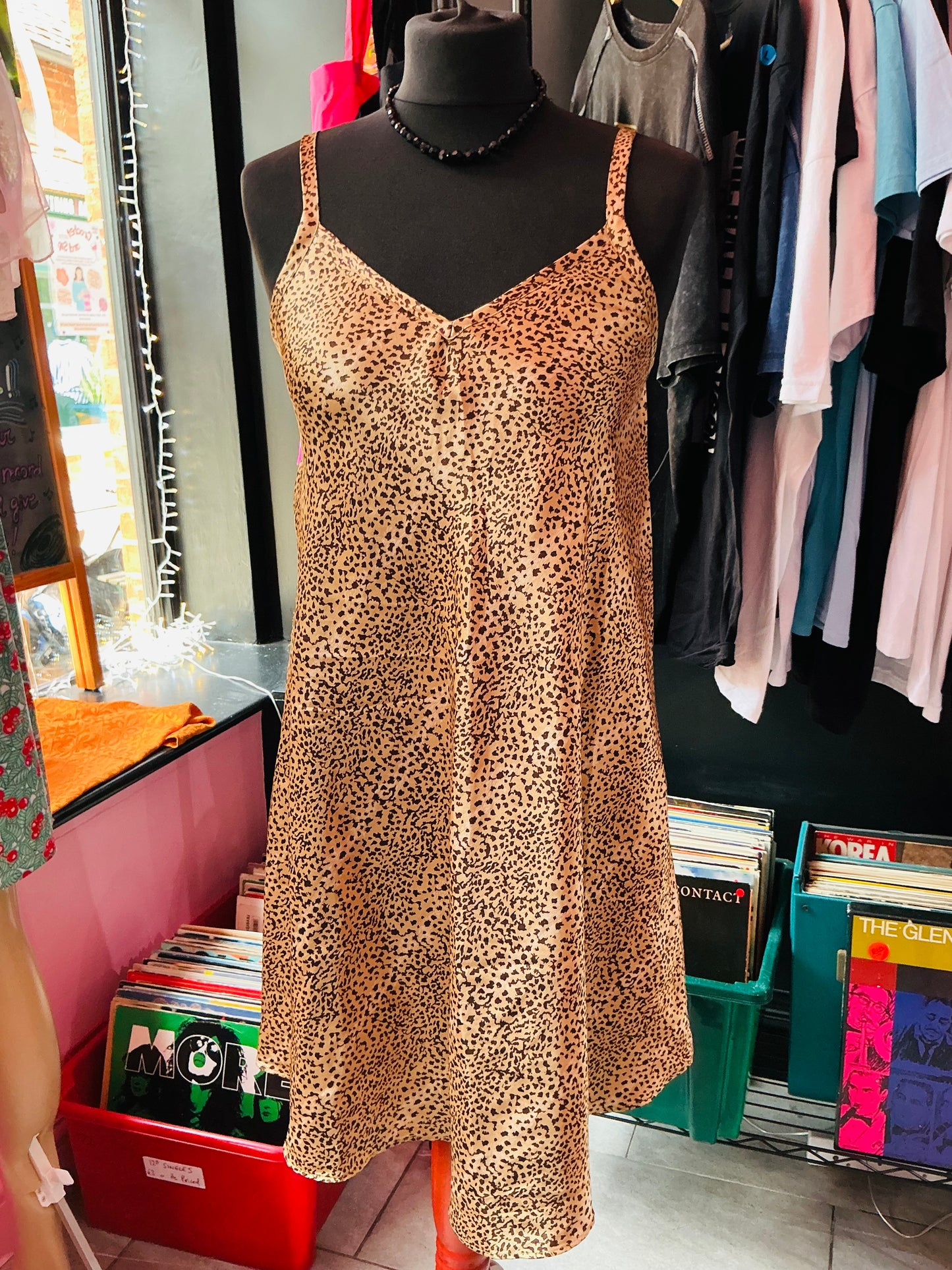 1990s Vintage St Michael Leopard Print Slip Dress
