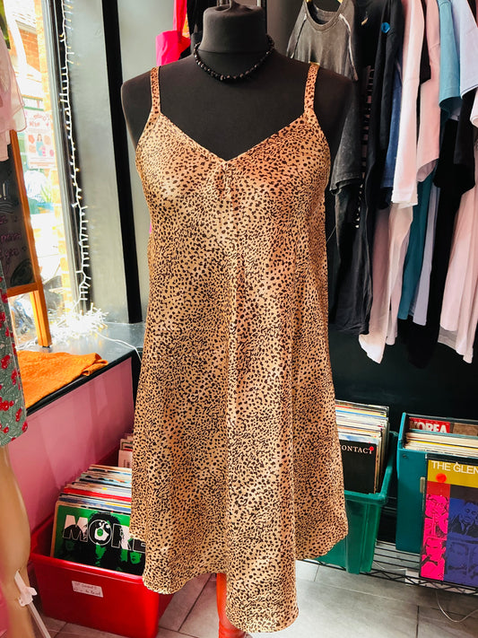 1990s Vintage St Michael Leopard Print Slip Dress