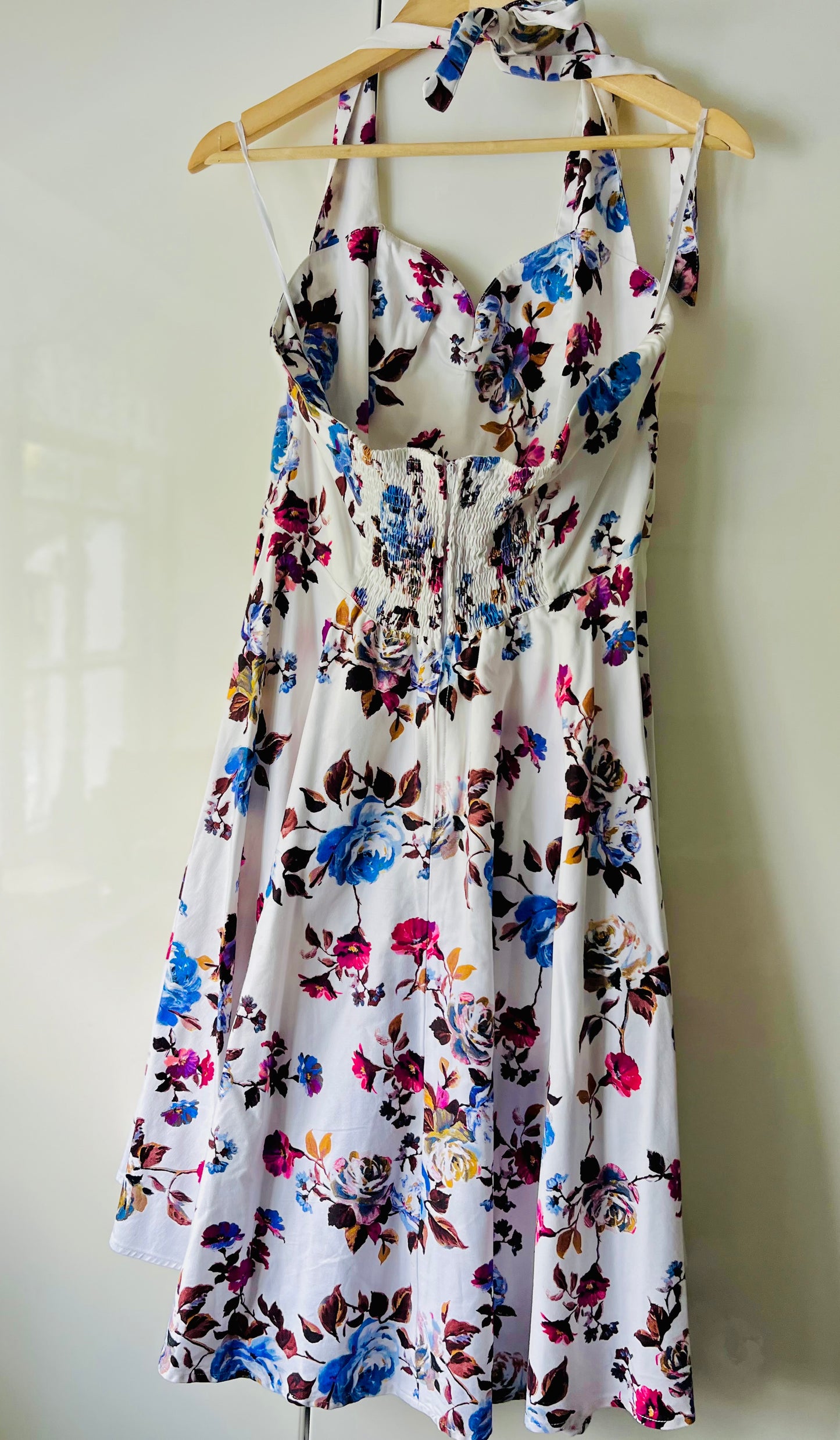 Colourful Rose Halterneck Summer Dress
