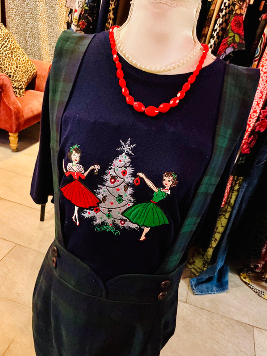 A Vintage Christmas Navy Banned Retro Christmas Jumper