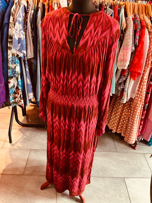 70s Boho Style Magenta Pink Hush Maxi Dress