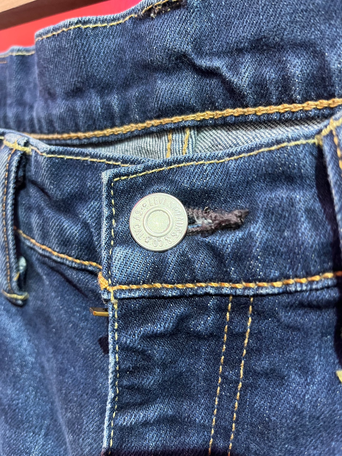 Dark Blue Denim Levi Straight Leg Jeans