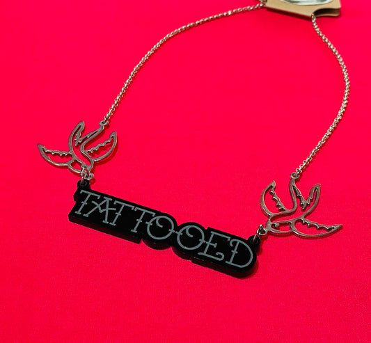Sailor Jerry Style Tattooed Necklace with Swallows