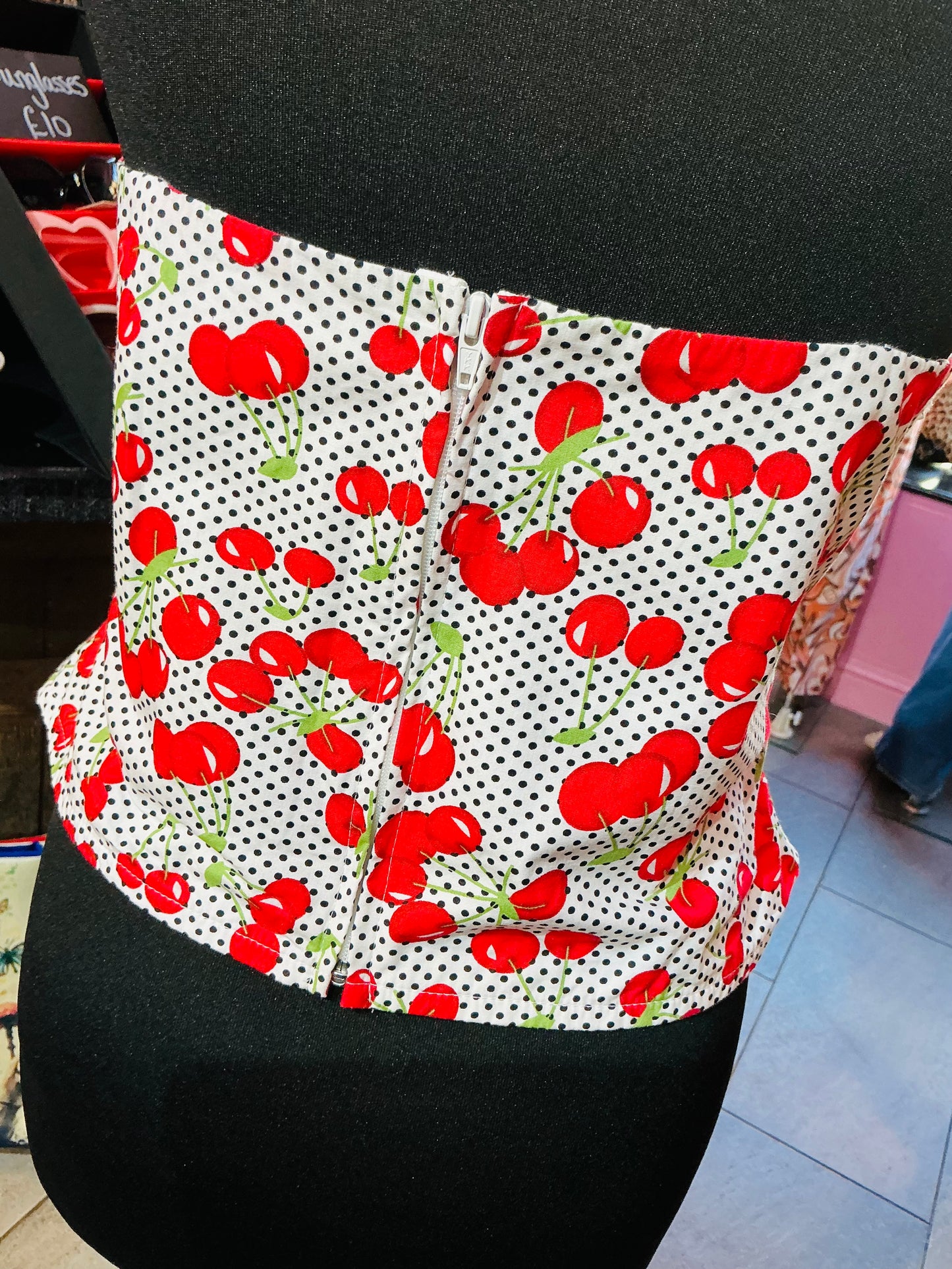 1950s Rockabilly Style Vivien of Holloway Cherry Halter-neck Top