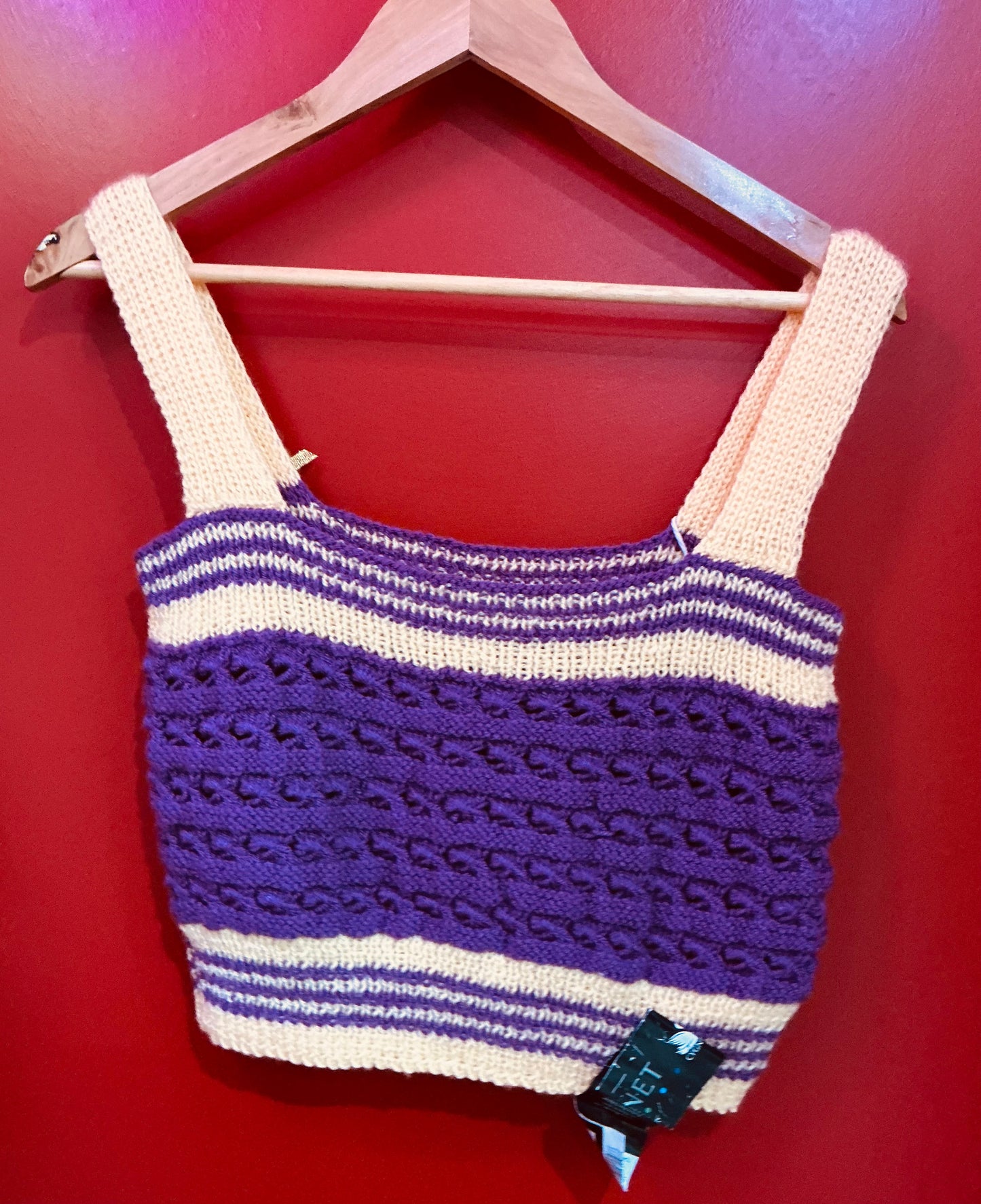 Hand Knit Purple and Yellow Tank Top