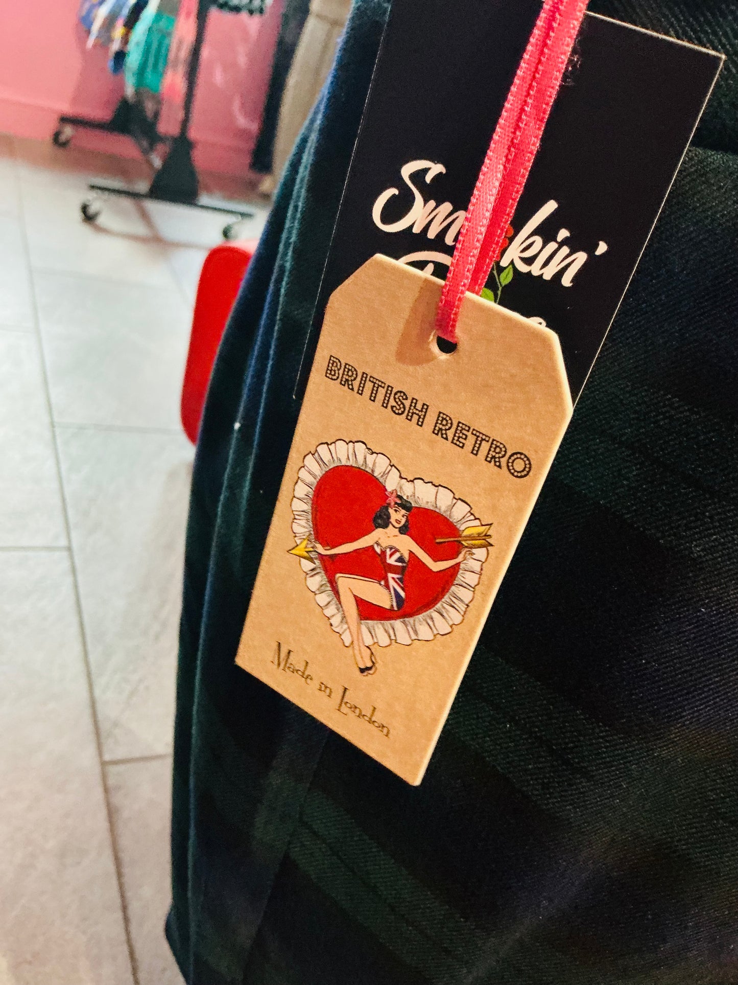 British Retro Navy and Green Plaid Pinafore Skirt