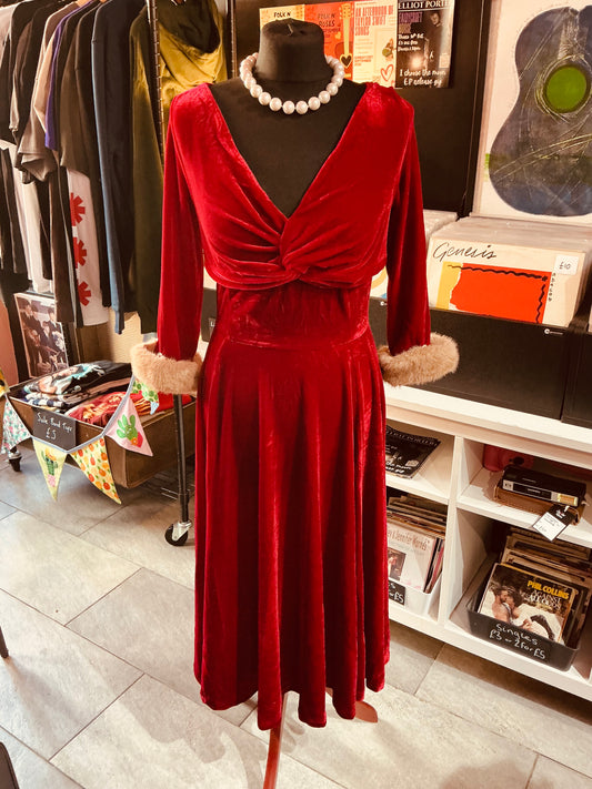Banned Apparel Red Velvet Christmas Party Swing Dress