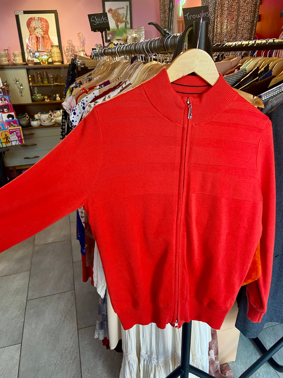 90s Vibrant Red Zip Up Jumper