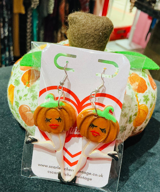Handmade Pin up Pumpkin Earrings