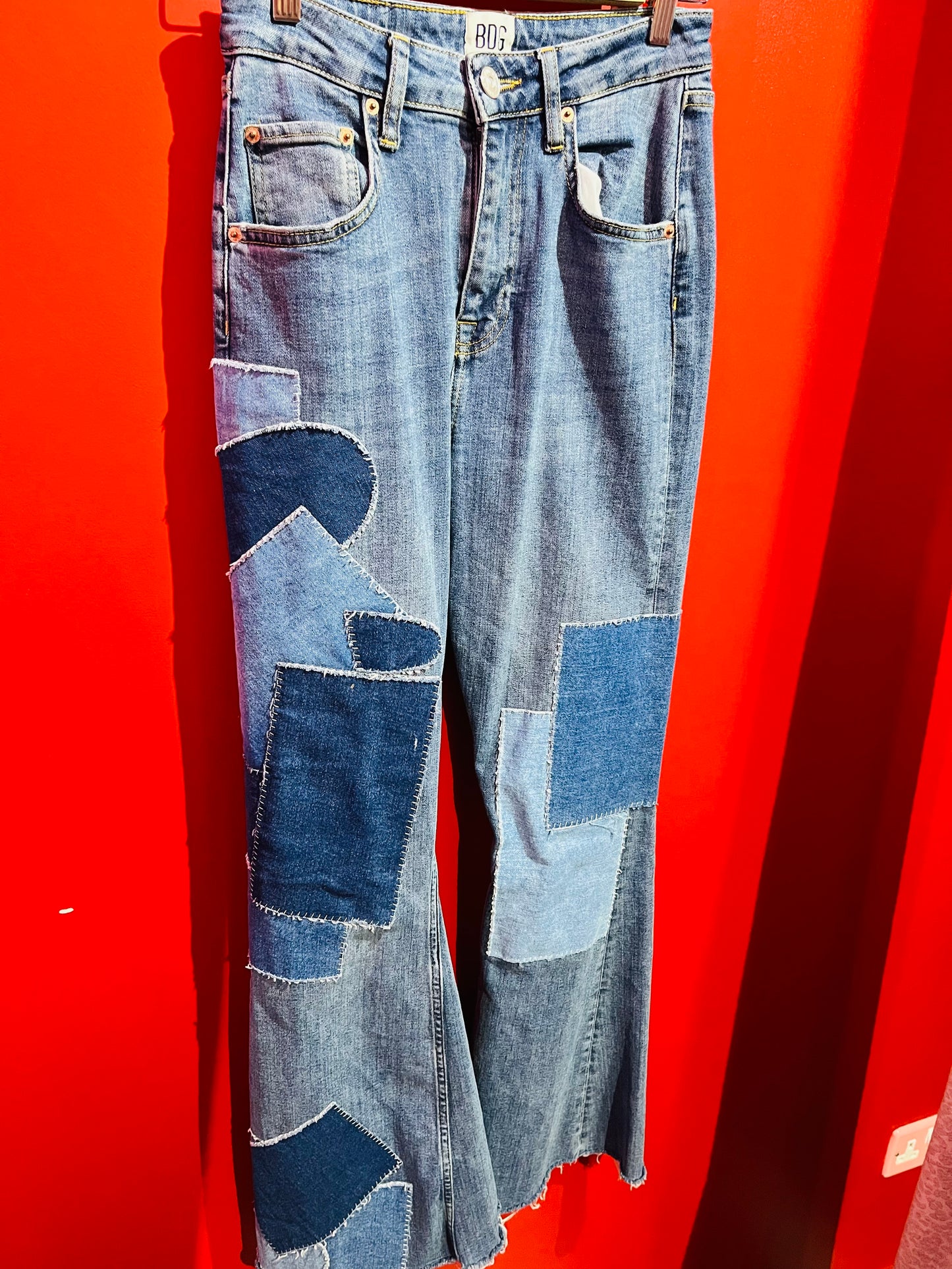 Urban Outfitters BDG Blue Denim Patchwork Flared Jeans