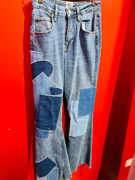Urban Outfitters BDG Blue Denim Patchwork Flared Jeans