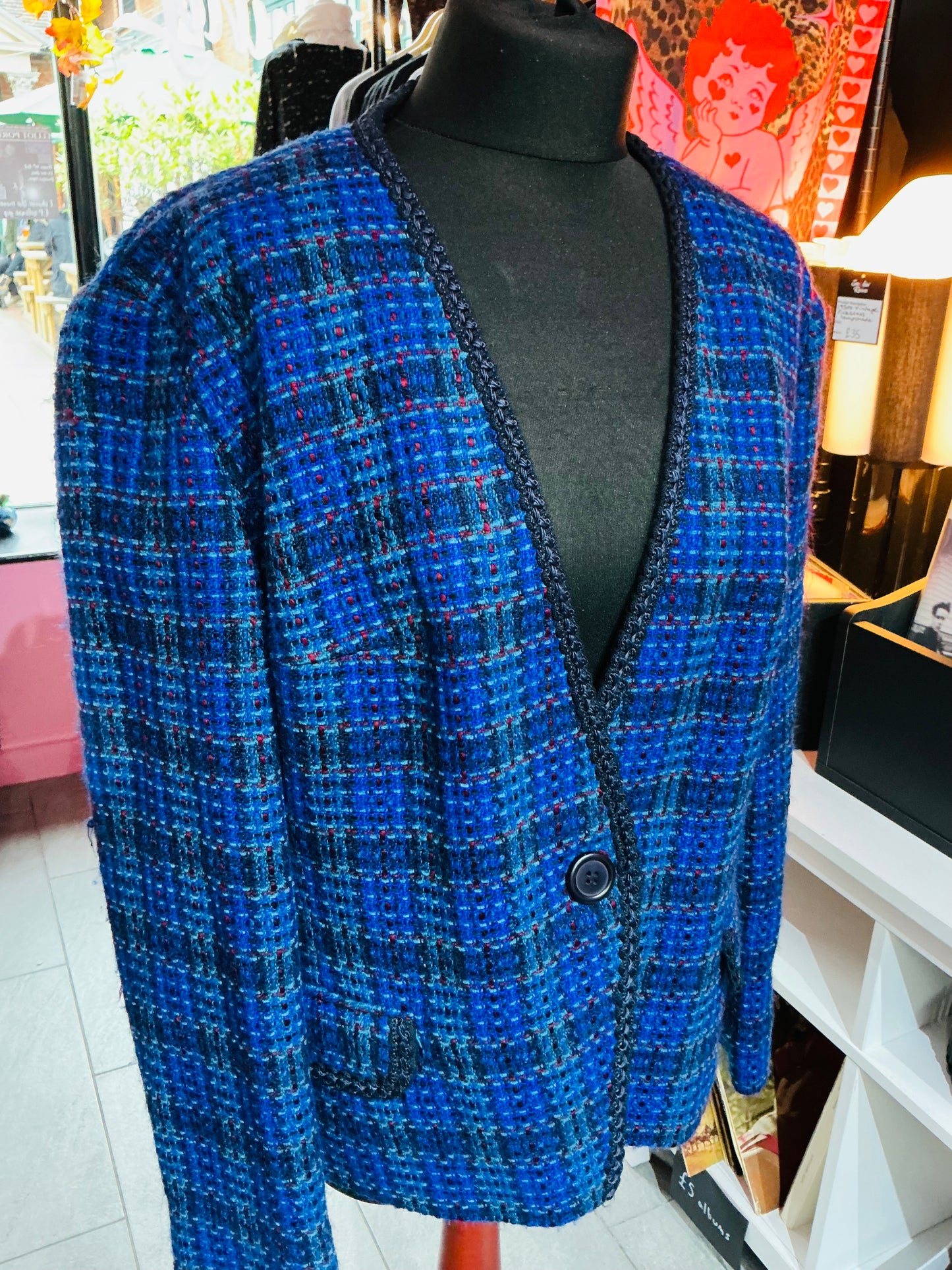 1980s Easter Blue Checked Blazer