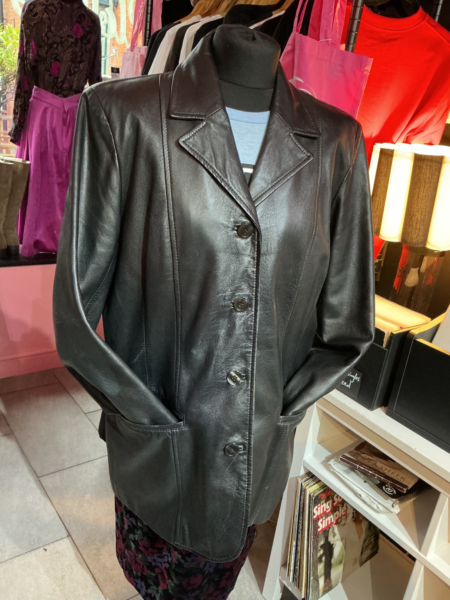 1990s Vintage Elvi Black Leather Jacket