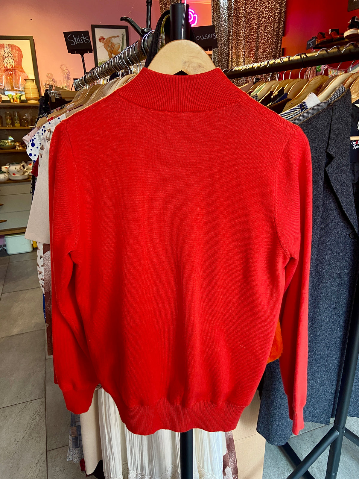 90s Vibrant Red Zip Up Jumper