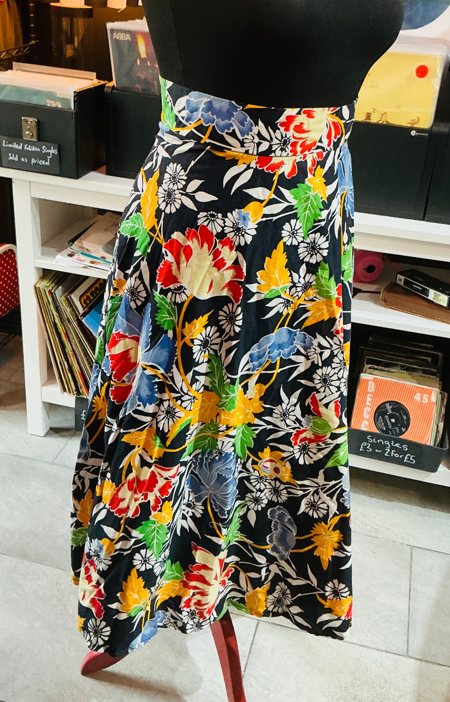 1950s Vintage Floral Circle Skirt