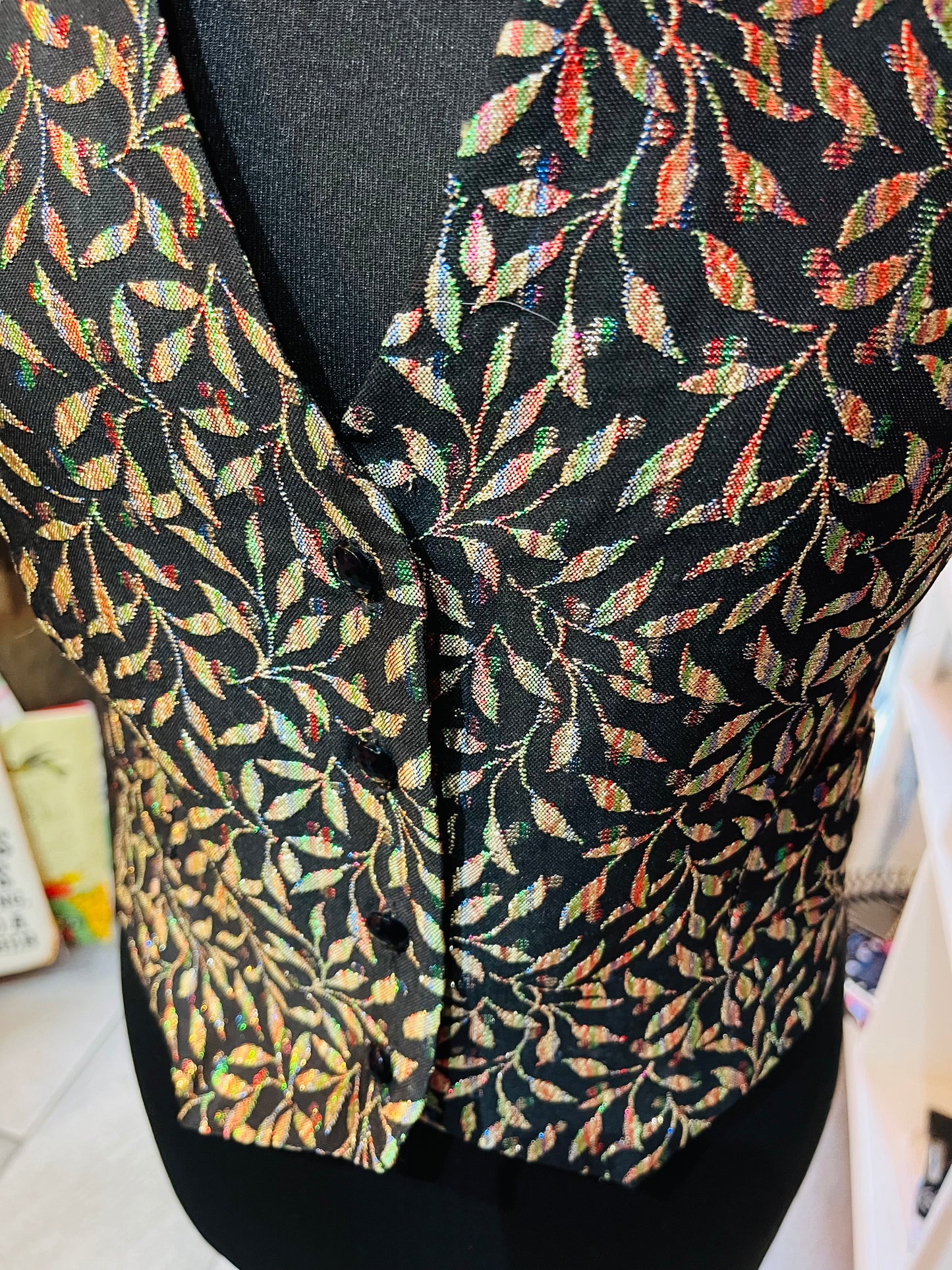 1960s Vintage Marion Donaldson Shiny Leaves Waistcoat