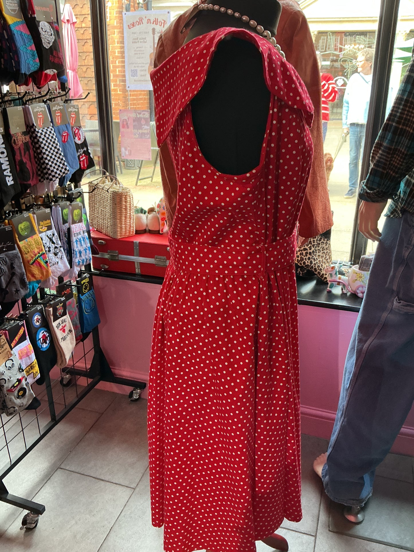 50s Rockabilly Cream & Polka Dot Swing Dress