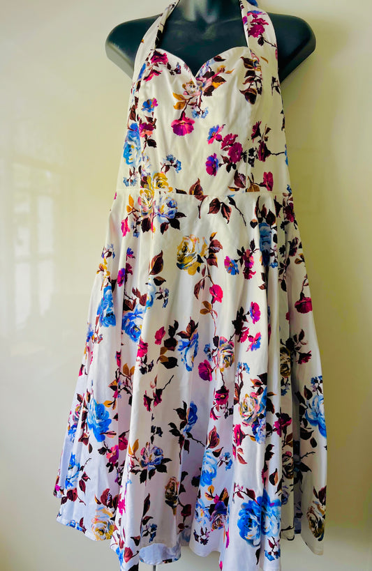 Colourful Rose Halterneck Summer Dress