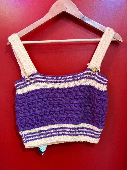 Hand Knit Purple and Yellow Tank Top