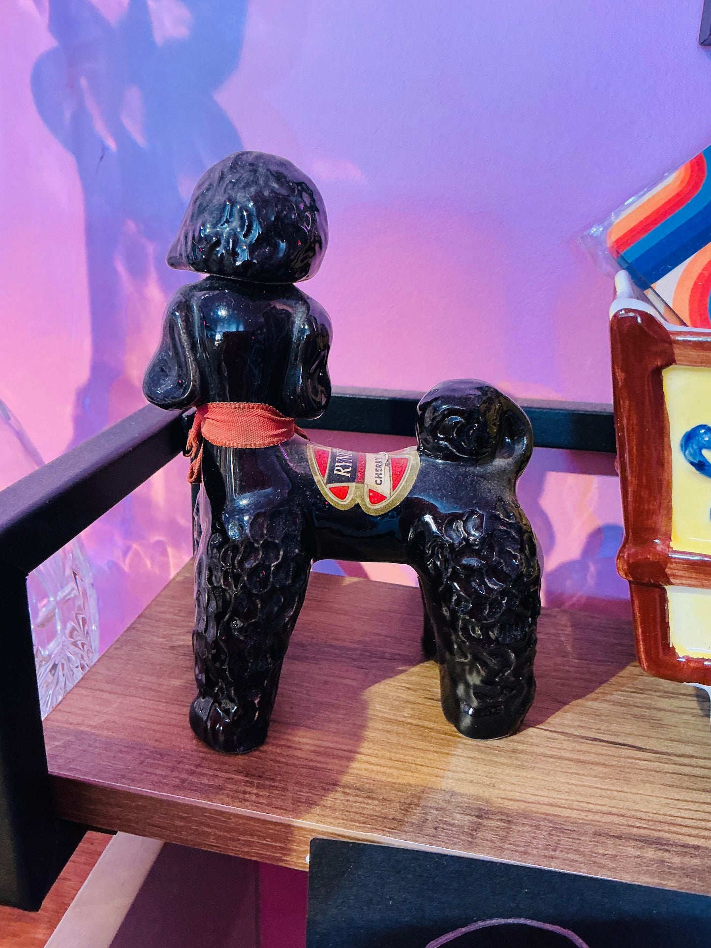 1960s Black Poodle Liquor Bottle with Cherry Brandy