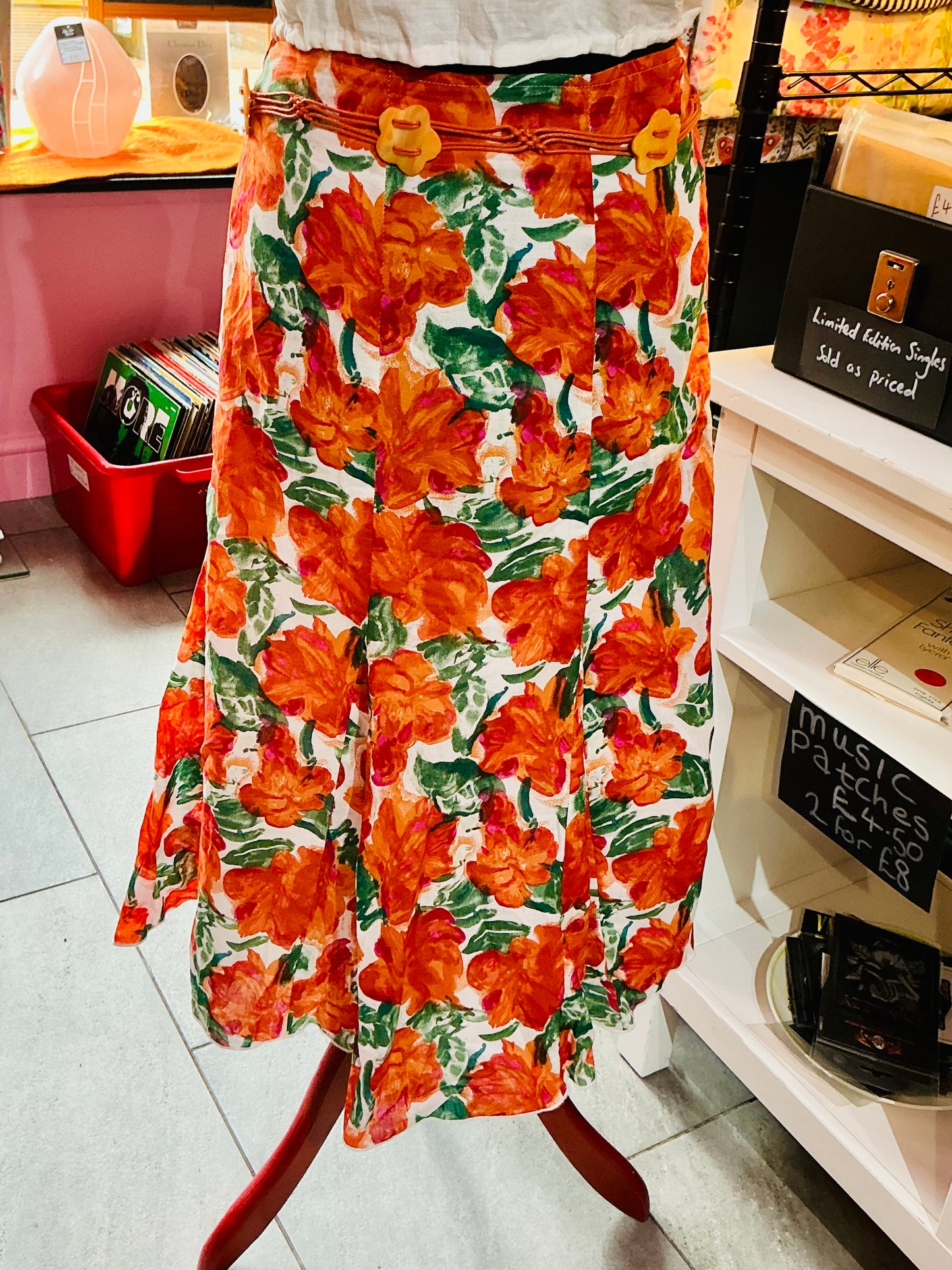 Sarah Hamilton Orange Floral Vintage Skirt