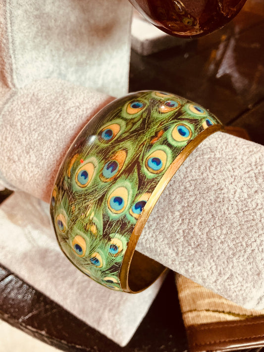 Peacock Feathers Metallic Bangle