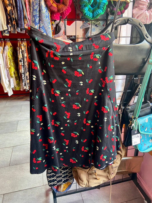 Cherry Print Midi Skirt by Collectif London