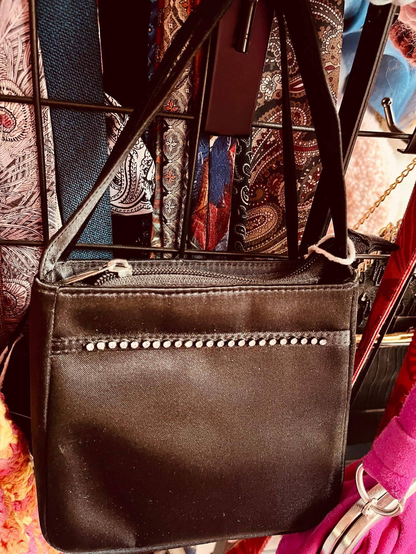 Small Black Satin Handbag