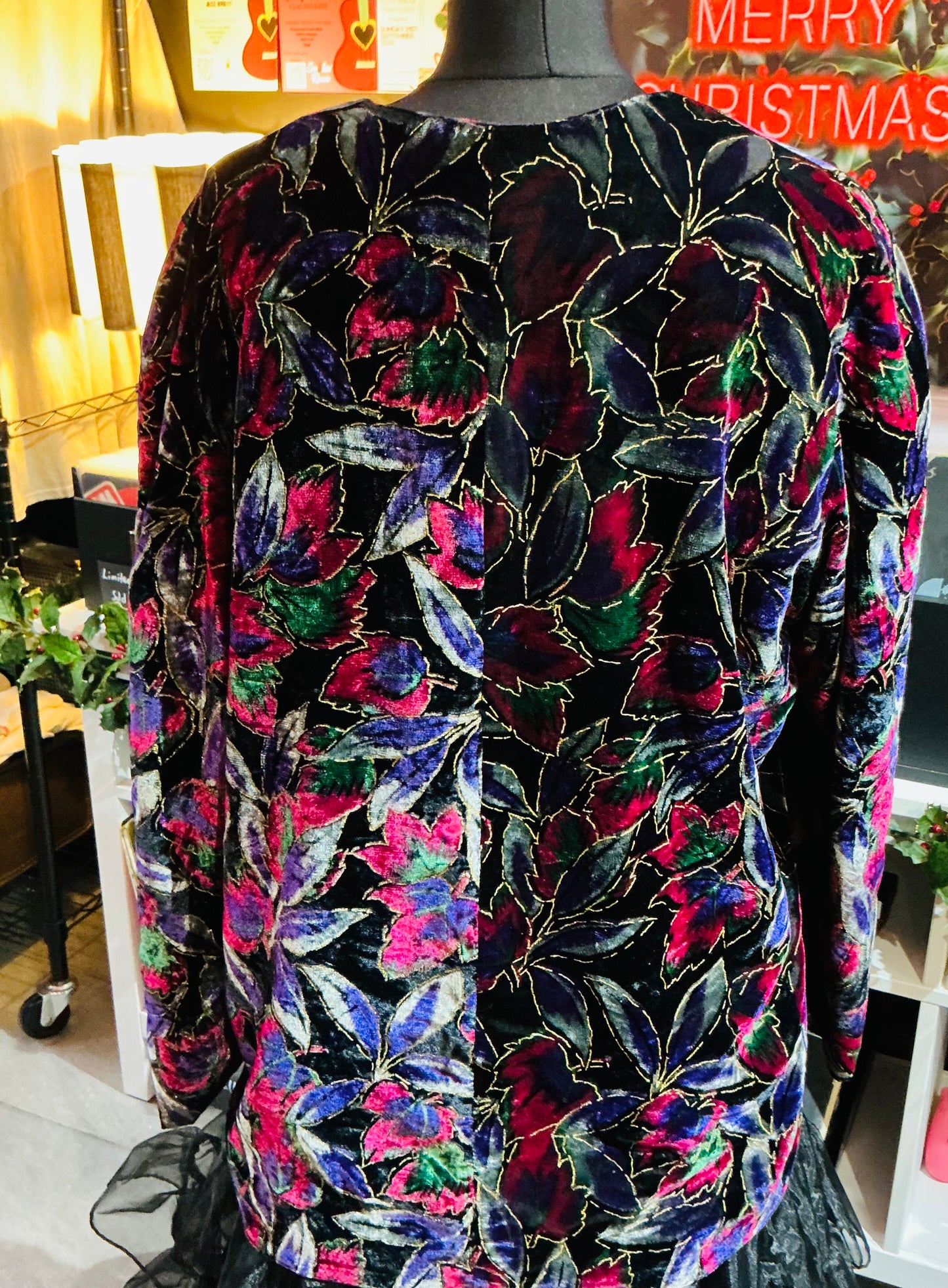 1980s Vintage Frank Usher Gold Glittery Floral Jacket