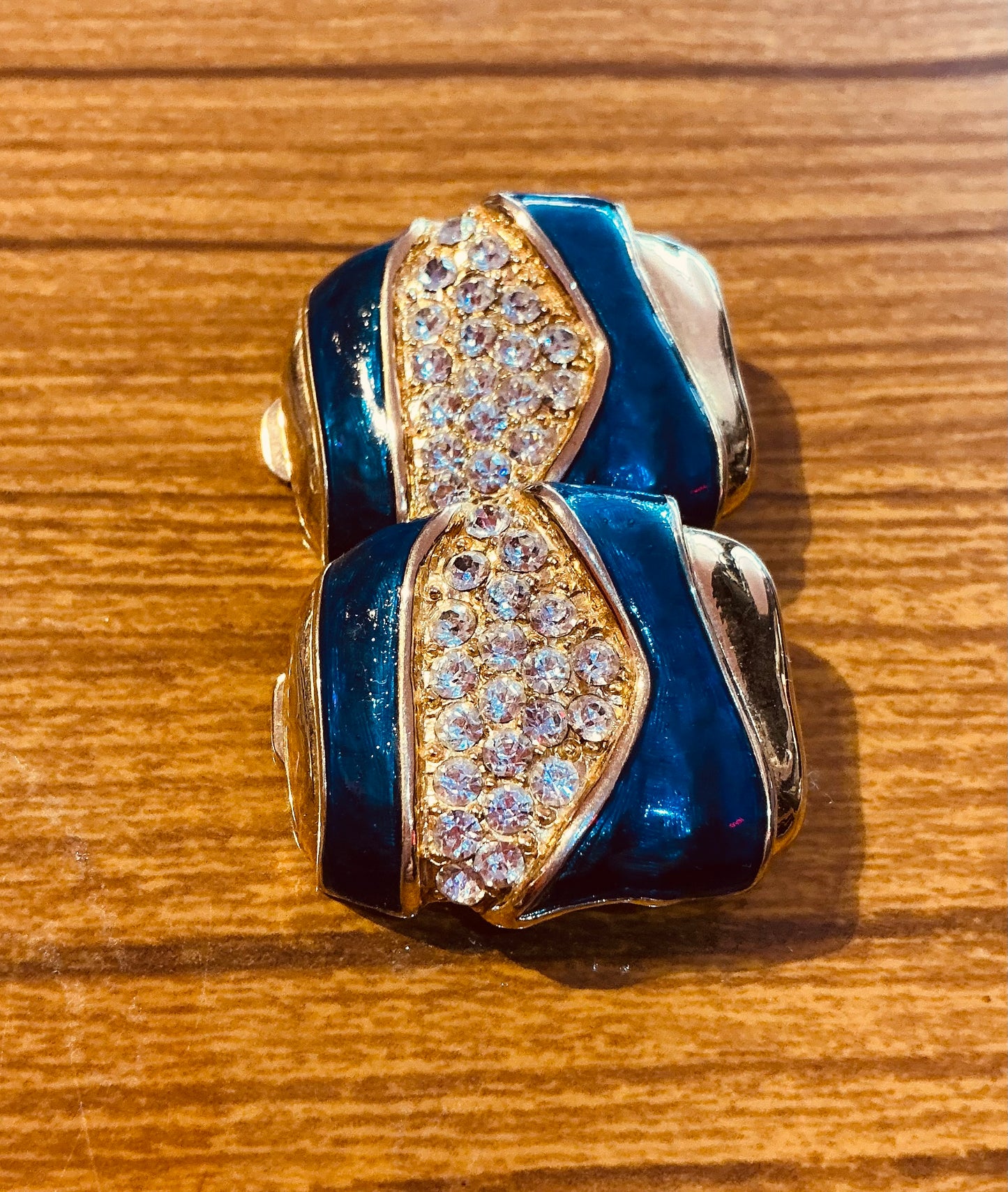 1980s Vintage Blue and Gold Diamanté