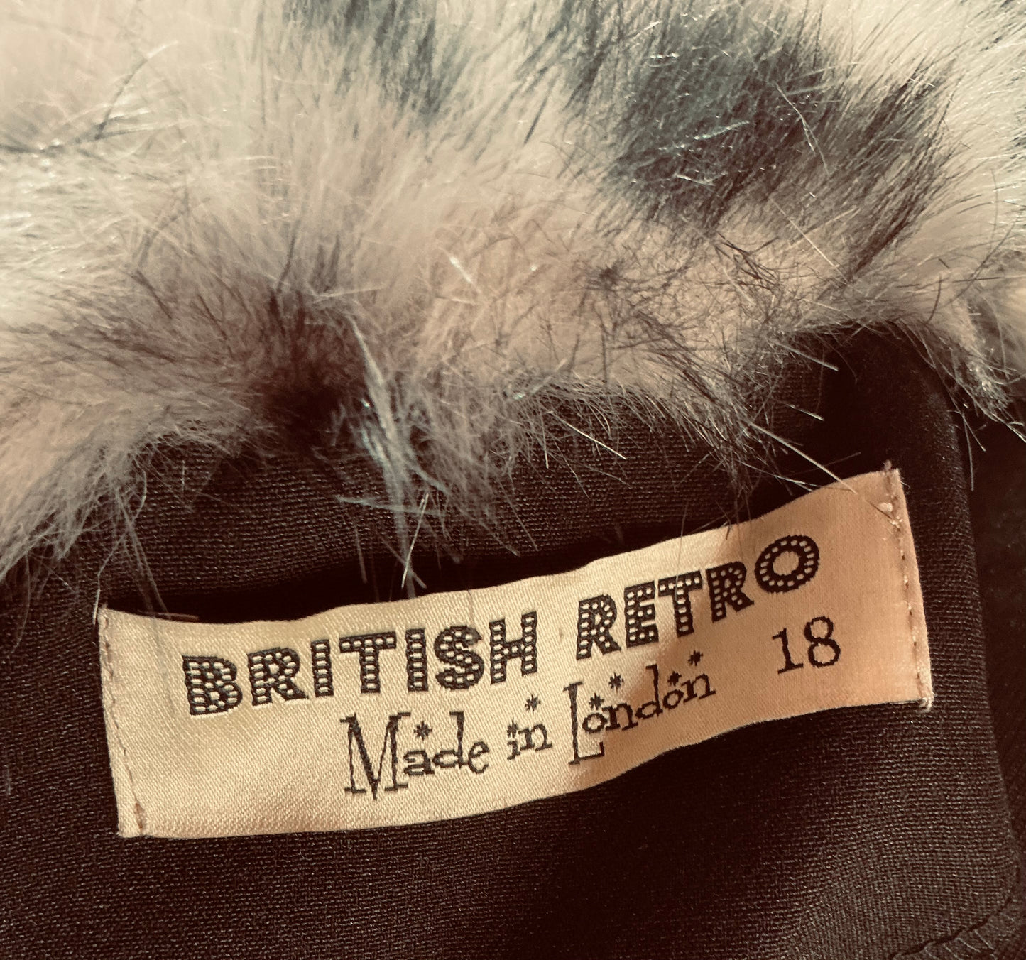 Black British Retro Faux Fur Lined Cocktail Dress