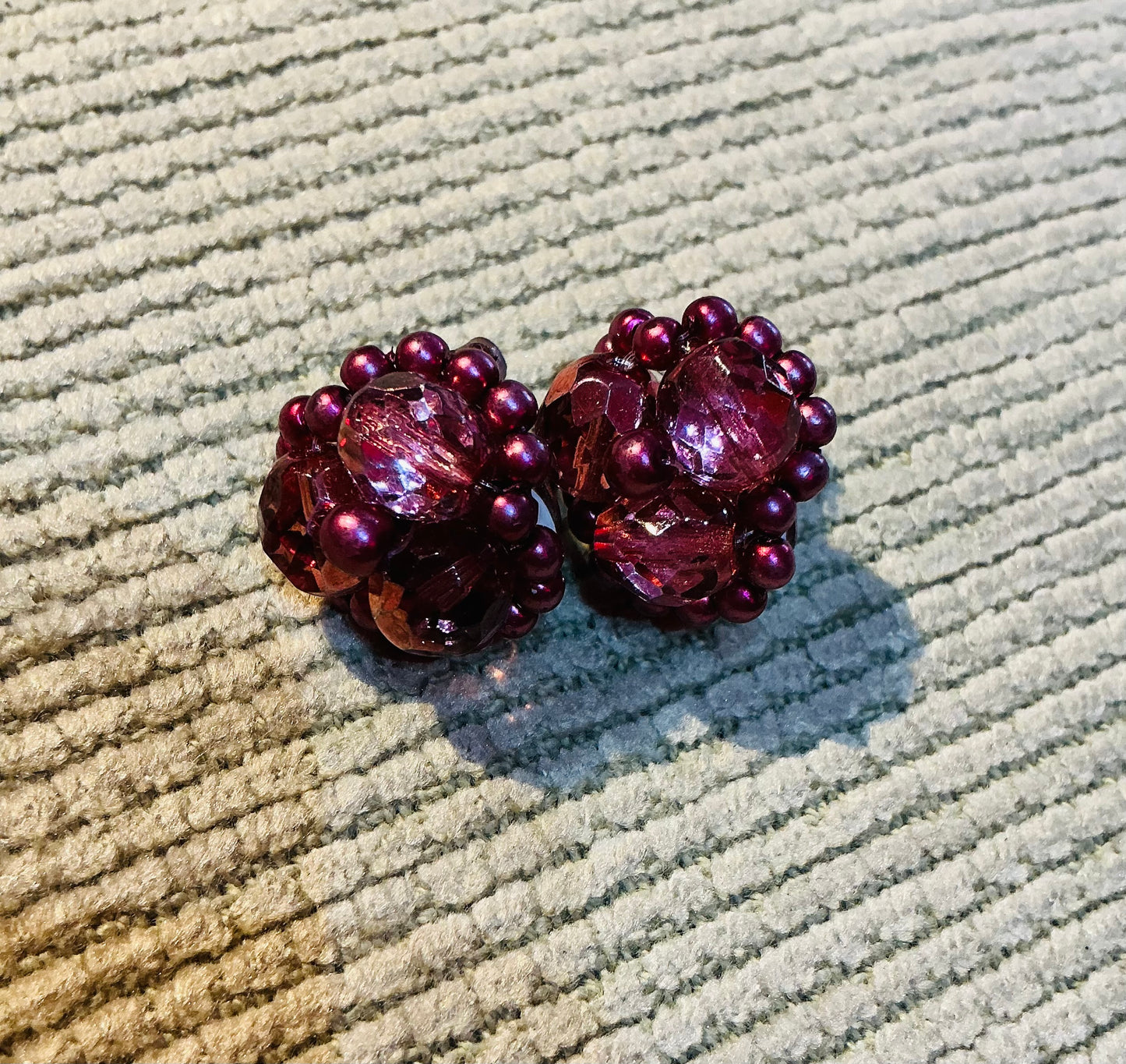 1980s Vintage Pink Crystal Clip on Earrings