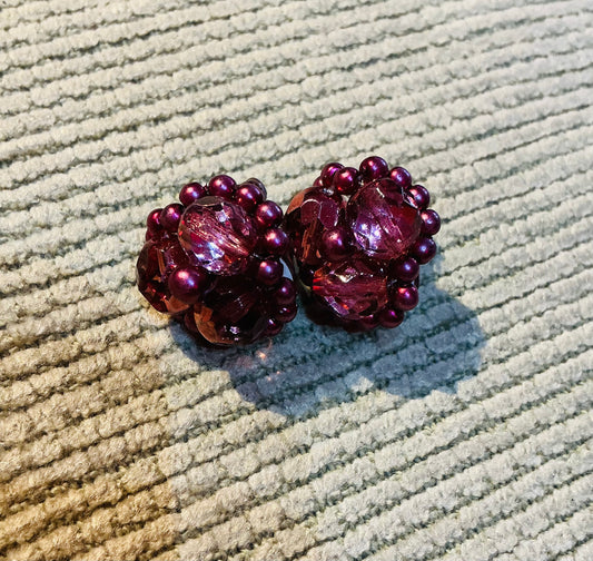1980s Vintage Pink Crystal Clip on Earrings