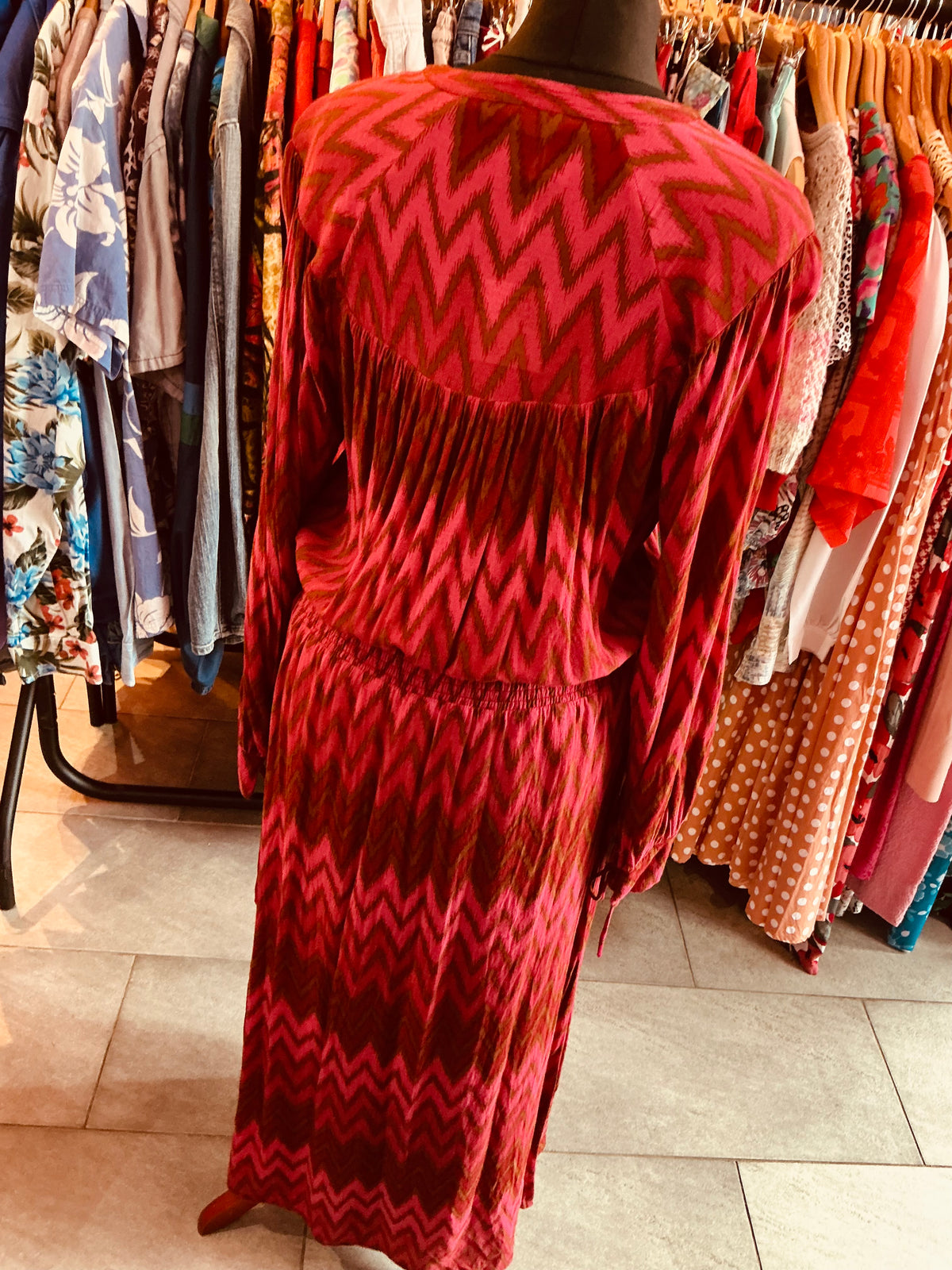 70s Boho Style Magenta Pink Hush Maxi Dress