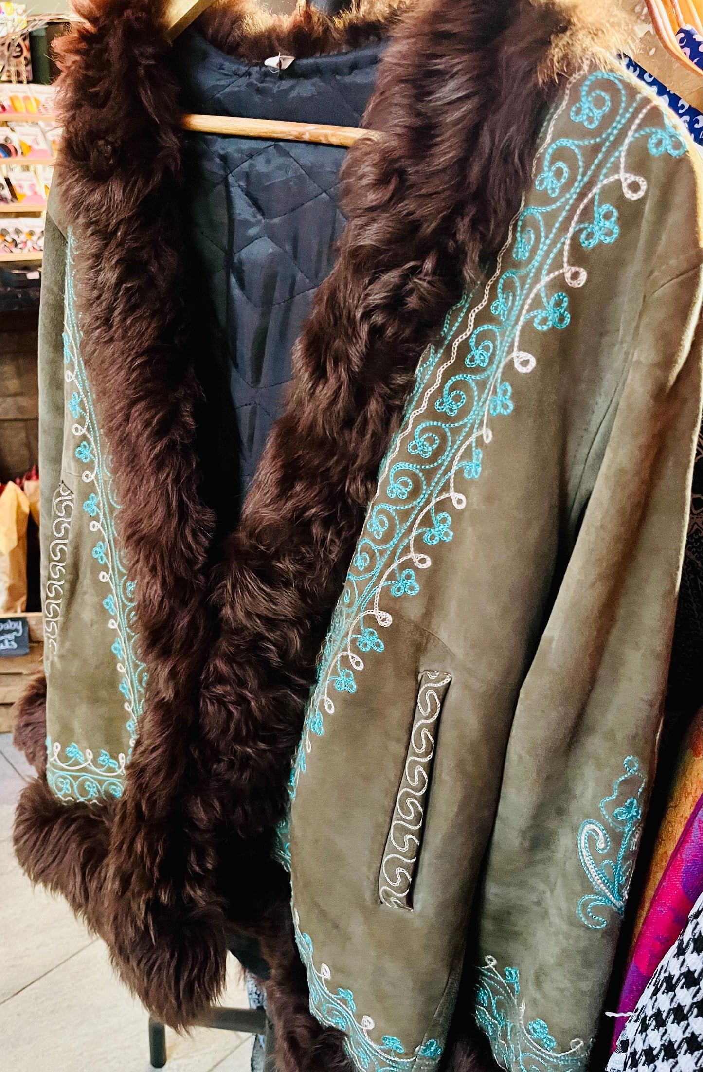 1970s Vintage Suede Hand Embroidered Jacket