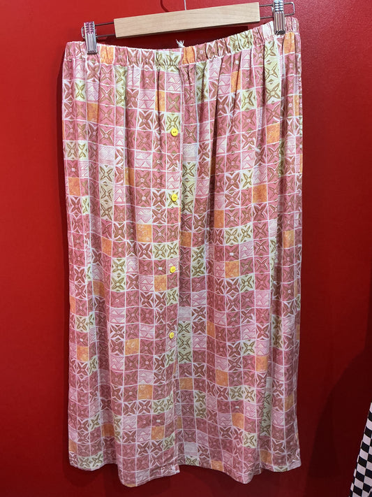 1960s Vintage Miss Jenny Pink Pattern Skirt