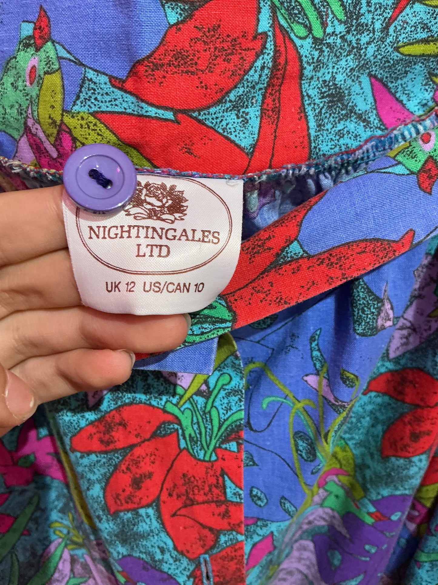 1980s USA Vintage Nightingales Bright Patterned Circle Skirt