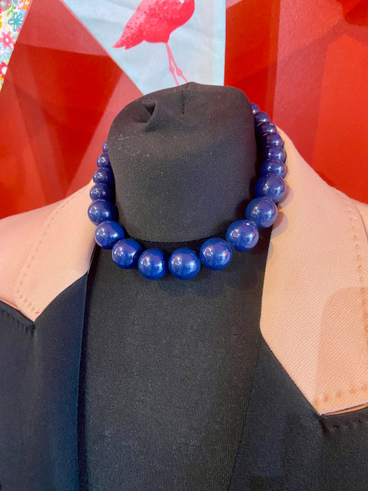 Chunky Blue Beaded Necklace