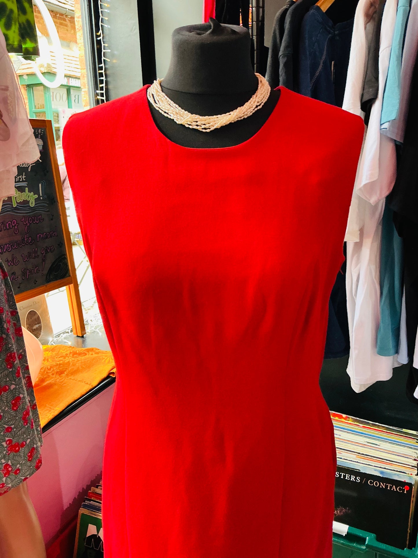 1980s Vintage Mani by Armani Red Pencil Dress