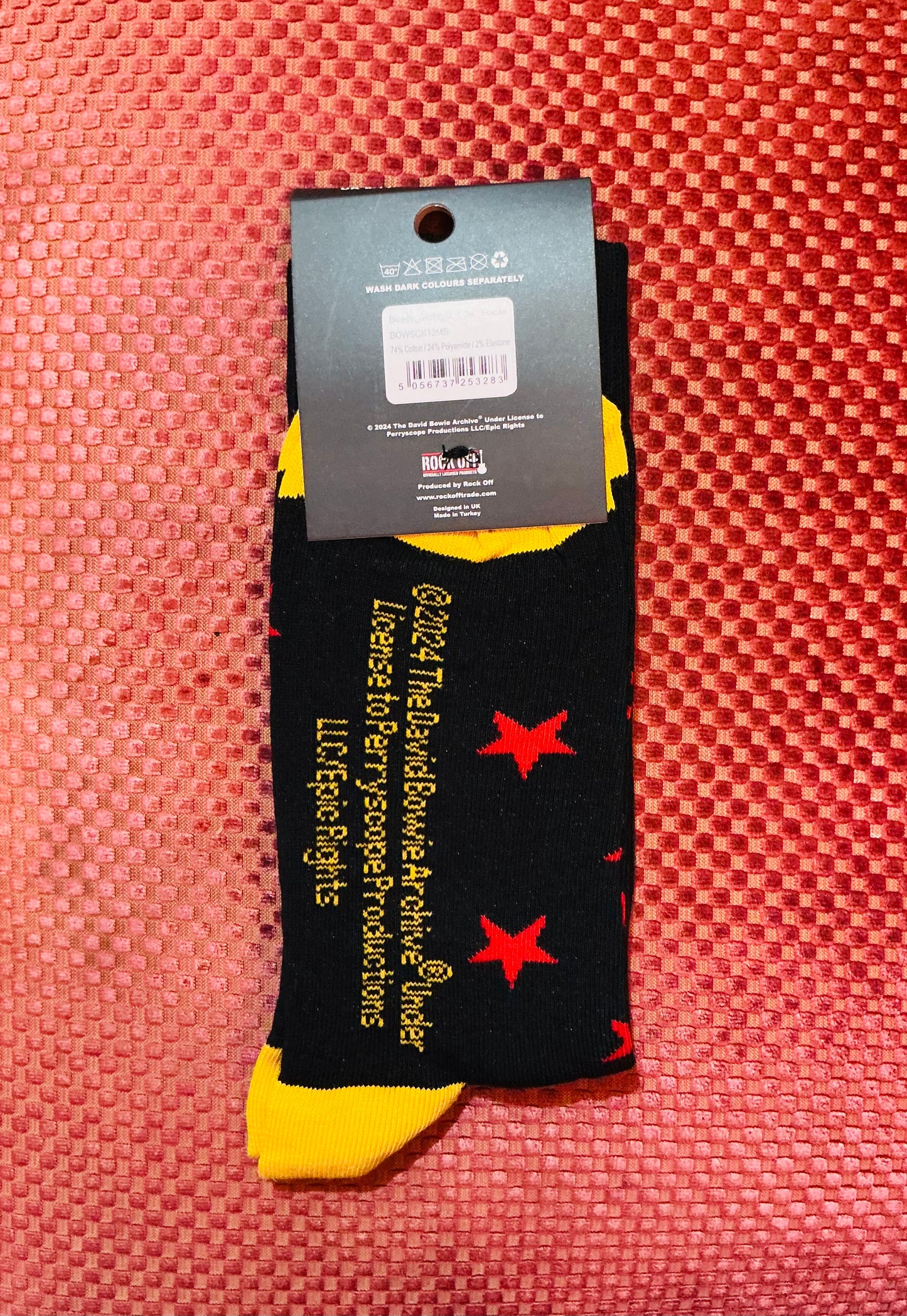 David Bowie Red and Yellow Stars Socks