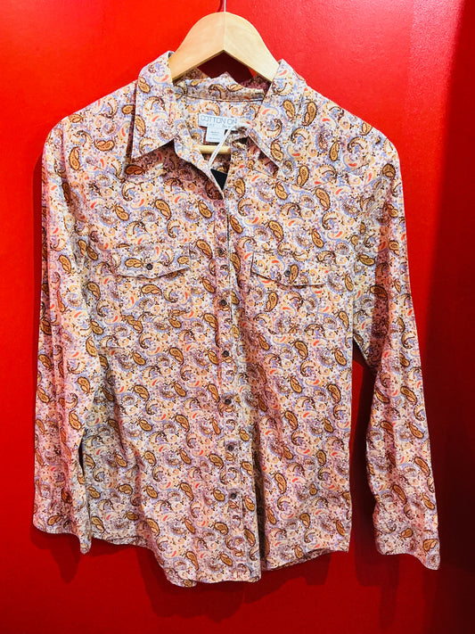 Orange Paisley 90s Vintage Shirt