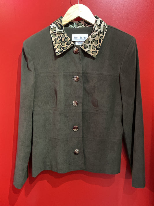 1960s Miss Dorby Green & Leopard Blazer & Trousers Set