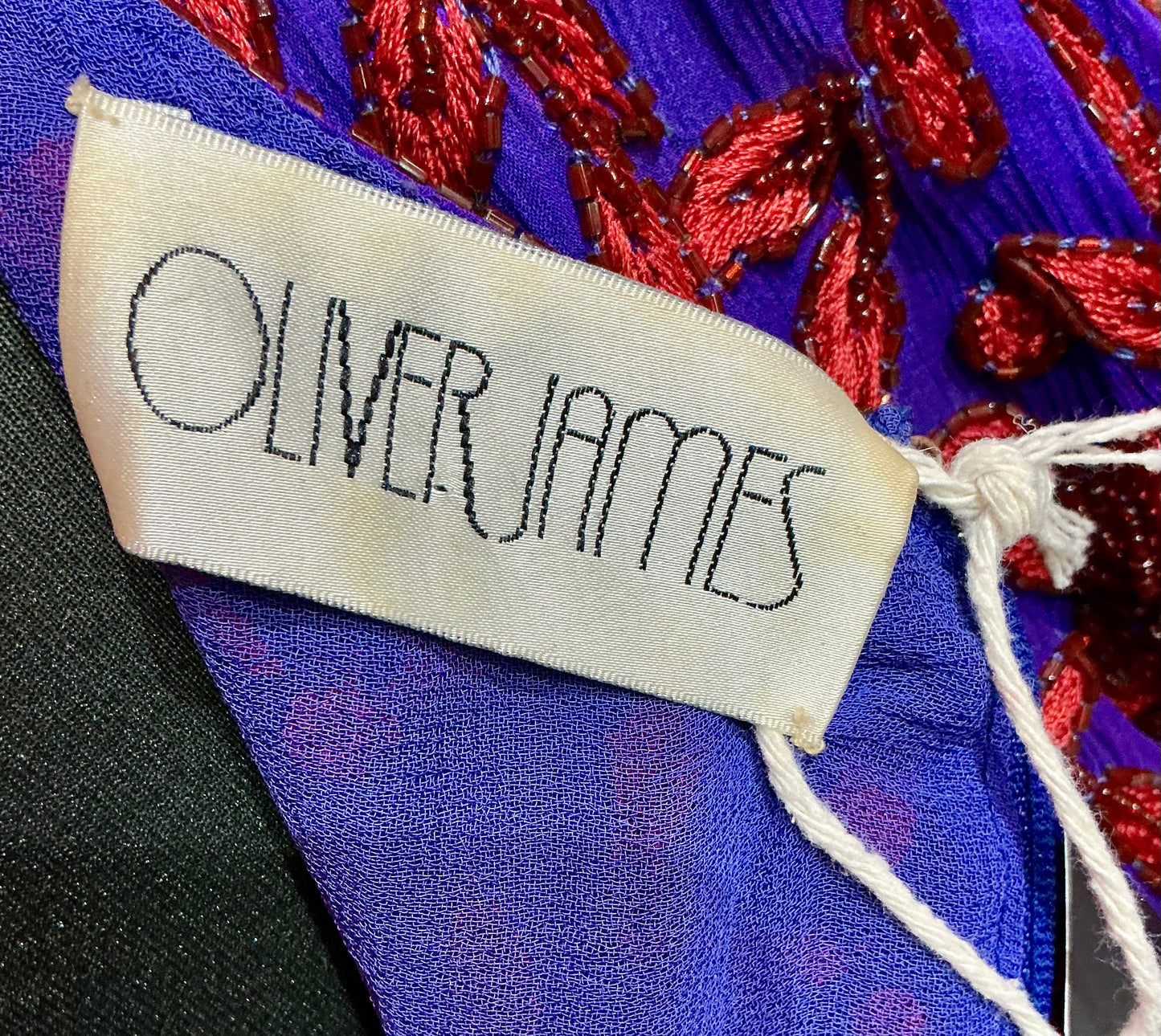 1980s Vintage Oliver James Purple and Red Beaded Party Dress- Size 18