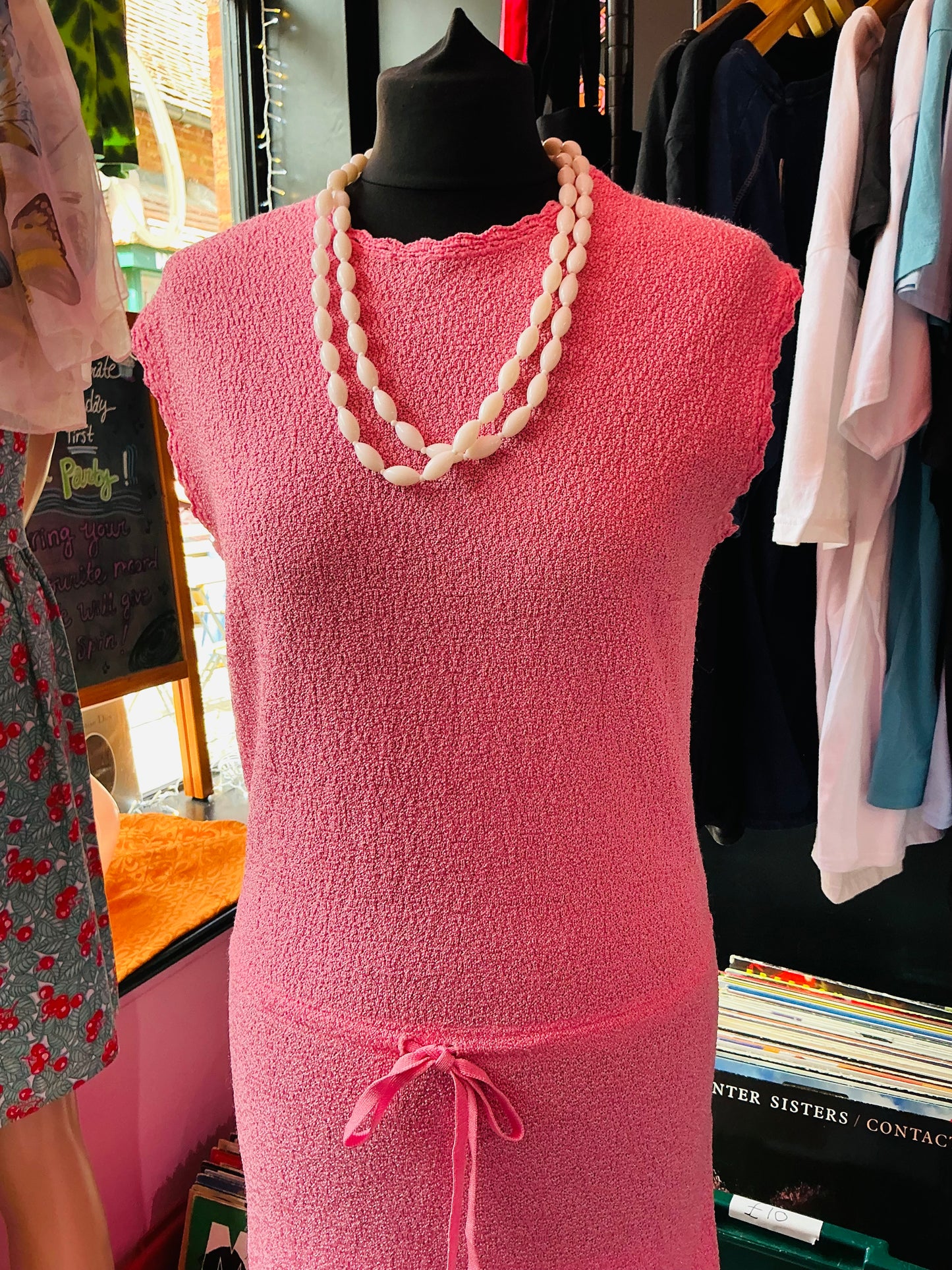 1960s Vintage Susan Small Pink Towelling Style Dress